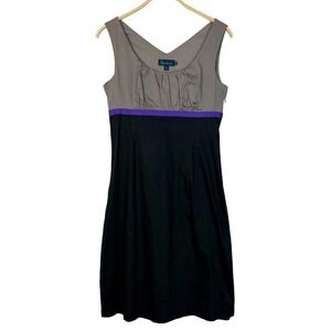 BODEN Dress Size 12R LARGE Sleeveless Black Gray Color Block Sheath Knee Length